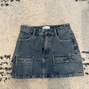 Zara cargo denim mini skirt